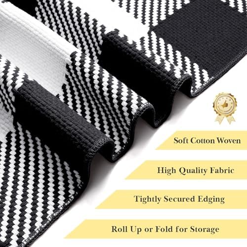 Outdoor Rugs, Black and White Area Rug Checkered 3’x 5’ - Image 3