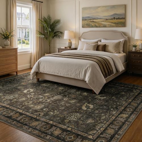 8x10 Brown Area Rugs for Living Room, Washable Non-Slip Soft Rug - Image 7