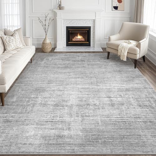 Tortania Area Rug Living Room Rugs - 10x14 Washable Large Soft Neutral Boho Moroccan Bohemian Farmhouse Rug Indoor Floor Carpet for Bedroom Under Dining Table Home Office Decor - Silver Gray by Tortania