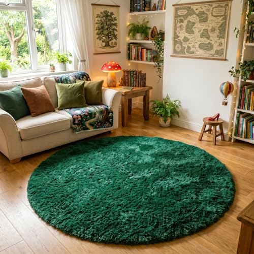Amdrebio Dark Green Large Round Circle Area Rug 6Ft for Living Room Bedroom - Image 5