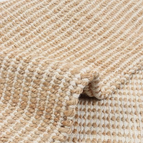 10x14 feet Natural Jute & Wool Area Rug,– Handwoven Mini Check Natural Fiber Rug with 4" Border, Neutral Boho Farmhouse Rug for Living Room,Dining Room,Bedroom | 0.6" Pile (10' x 14') - Image 5