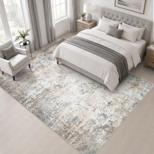 Area Rug Living Room: 6x6 Modern Washable Indoor Soft Carpet Brown - Image 3