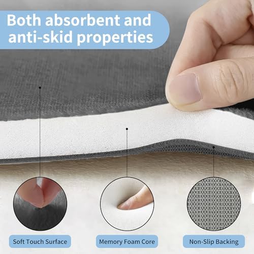 Cupic Cupid Memory Foam Bath Mat 24"×36", Non Slip Bathroom Rugs, Deep Gray - Image 7