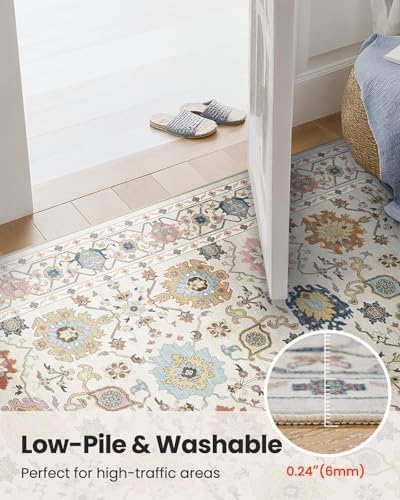 Amada Vintage Washable Area Rug,9'x12',Beige/Multi - Image 6
