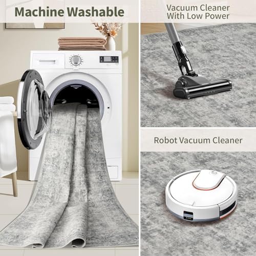 Rugxara 3x5 Rug for Entryway Bedroom Washable Area Rugs Carpet, Grey - Image 6