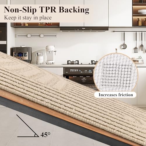 U'Artlines Kitchen Rugs and Mats Set of 3, Beige 20x32+20x48+20x59 - Image 5