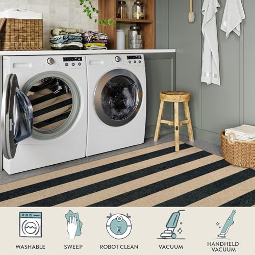 Lahome Striped Easy Jute Dining Room Rug, 6x9 Outdoor Area Rugs Washable - Image 5