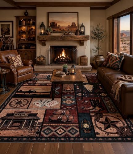 YIHOUSE 5x7 Western Cowboy Area Rugs for Living Room - Image 6