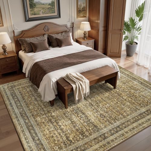 8x10 Area Rugs for Living Room Bedroom, Washable Vintage Boho Brown - Image 4