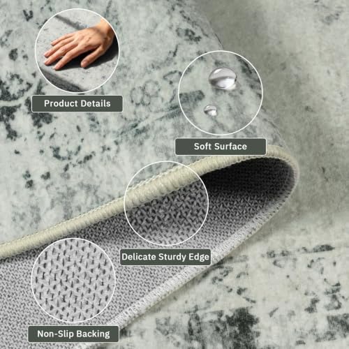 Morebes Vintage Rugs Runners for Hallways 12ft, Washable Long Kitchen Runner Rug Non-Slip, Soft Gray Distressed Indoor Floor Carpet for Entryway Laundry Room Office Foyer(2.5x12, Gray) - Image 5