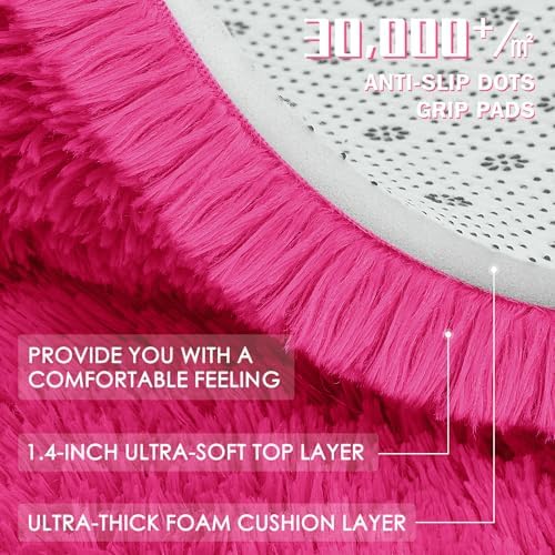 OLANLY 2x4 Machine Washable Runner Rugs for Hallway, Soft Fluffy Shaggy Bedside Rugs for Bedroom, Living Room, Indoor Floor Carpet for Kids Girls Boys, Nursery Rooms, Home Decor Aesthetic, Hot Pink - Image 5