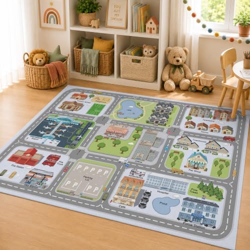 Nayoroom Kids City Community Rug, Airport and Roads, Non-Slip, 5 x 7 ft - Image 5