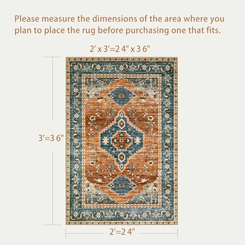 Tangsoo Oriental 2x3 Washable Rugs for Entryway, Non Slip Small Area Rug - Image 2
