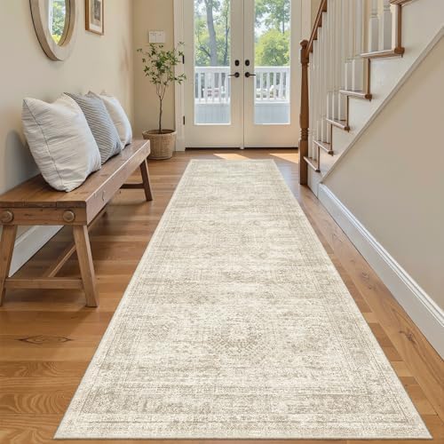 Soalmost Washable Runner Rug 2'6"x8' Kitchen Hallway Runners Beige - Image 4