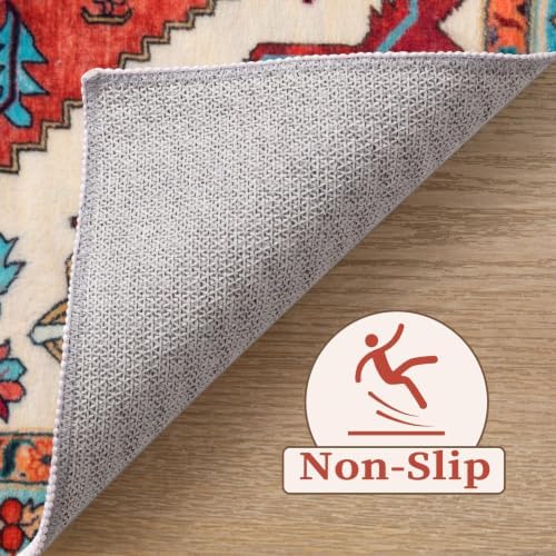 SERISSA 8x10 Washable Non Slip Boho Area Rug for Living Room，Orange - Image 4