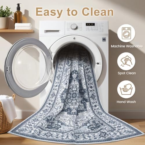 EIEIHOUSE 9x12 Area Rug Washable Vintage Rugs for Living Room Indigo - Image 4