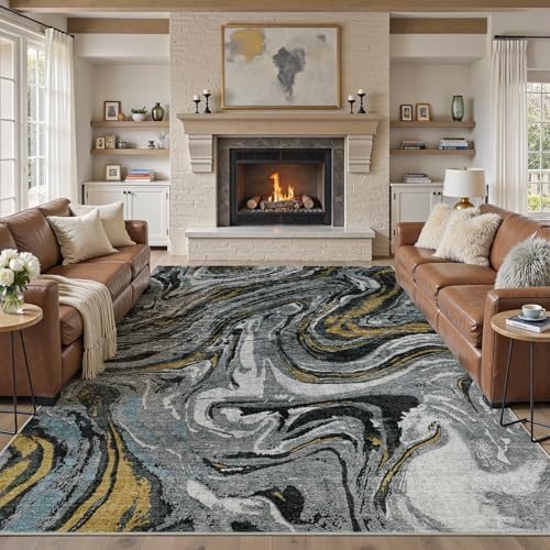 DMOYEST 10x12 Washable Area Rug Abstract Modern Non-Slip Indoor Carpet - Image 5