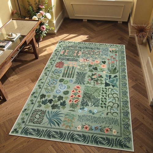 Zealude Floral Boho 3x5 Sage Green Bathroom Rugs, Washable Botanical Area Rugs for Entryway Bedroom, Non Slip Kitchen Floor Mat Indoor Throw Carpet for Laundry Living Room (Green,3 x 5) by Zealude