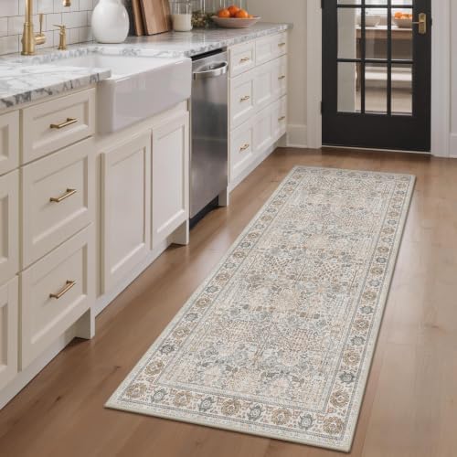 Bavni 9x12 Area Rug for Living Room, Washable Low Pile, Beige Grey - Image 4