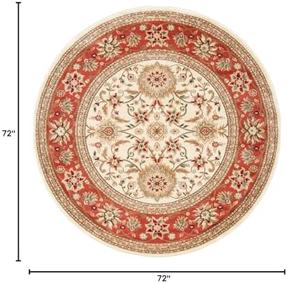 SAFAVIEH Lyndhurst Round Rug 6', Ivory & Rust LNH212R - Image 2