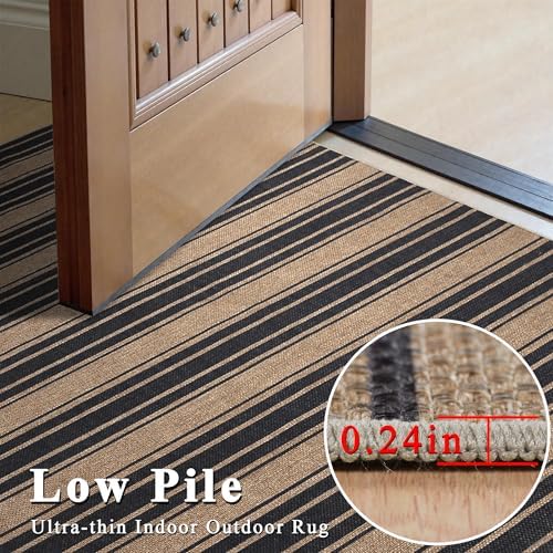 Zeeinx Striped Easy Jute Rug 5x7 Outdoor Patio Rug Neutral Porch Rug - Image 4