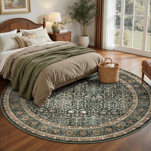 Lofus 6ft Washable Area Rug for Living Room, Non-Slip Green Boho Carpet - Image 3