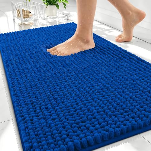 OLANLY Thick Chenille Absorbent Bathroom Rugs Mat 30x20, Royal Blue by OLANLY