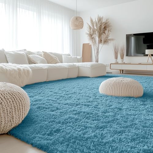 OLANLY 9x12 Machine Washable Large Area Rugs for Living Room, Bedroom, Soft Fluffy Shaggy Bedside Rug, Indoor Floor Carpet for Kids Girls and Boys, Dorms, Nursery, Home Decor Aesthetic, Slate Blue - Image 7