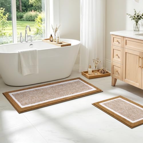 Pauwer Bathroom Rugs Sets 2 Piece, Non Slip Bath Mats for Bathroom, Mustard - Image 7