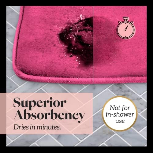 Memory Foam Bath Mat Non Slip Absorbent Super Cozy Velvet Bathroom Rug Carpet (20 inches X 32 inches, Fuschia) - Image 5