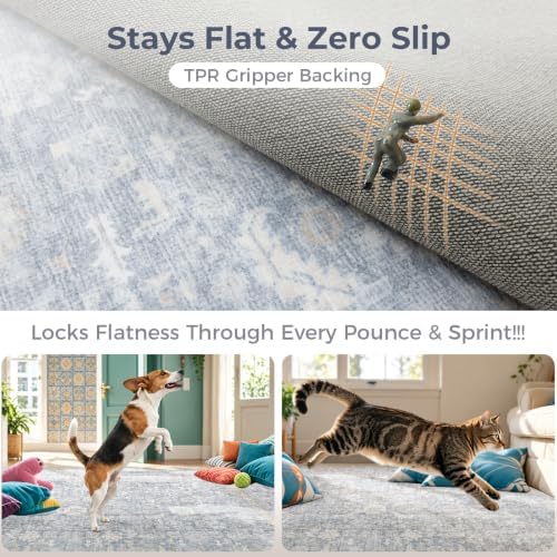 OPPODREAM Vintage Light Blue Area Rugs 2x3, Washable Rug for Living Room - Image 5