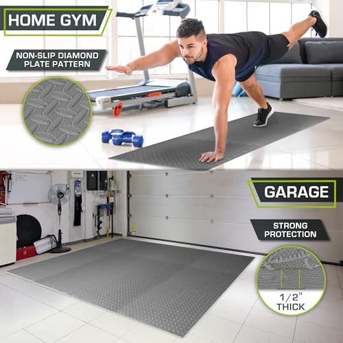 ProsourceFit Exercise Puzzle Mat 1/2-inch, EVA Interlocking Foam Floor Tiles for Home Gym, Workout Equipment, Kids Play Areas, Gray, 72 SQ FT - 18 Tiles - Image 3