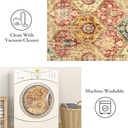 Lahome Moroccan Washable Round Area Rug, Round Rug 5ft Soft Non-Slip - Image 4