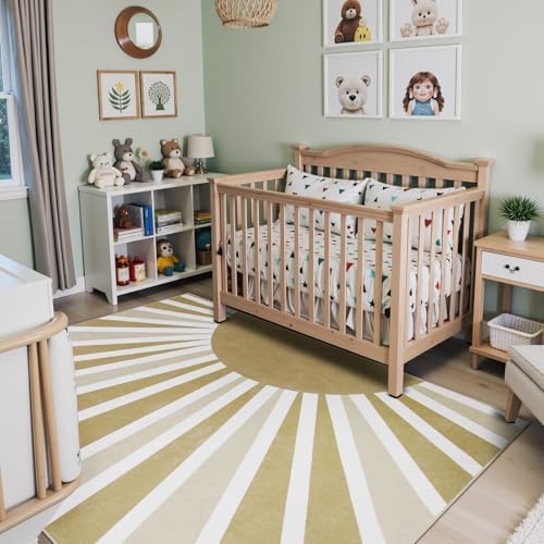 Lahome Khaki Rainbow Sun Area Rug 5x7 for Kids Room and Nursery - Image 7