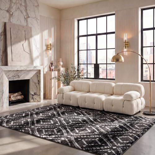 SAFAVIEH Adirondack Area Rug 9'x12', Boho Black & Ivory ADR131A by Unknown