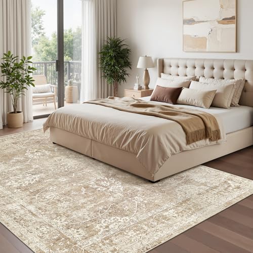 Madane Washable 6x9 Area Rugs for Living Room,Soft Neutral Rug Beige/Brown - Image 5