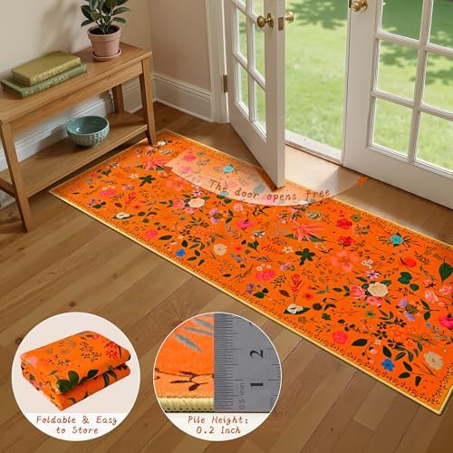 ISEAU Runner Rugs for Kitchen,2x6 Area Rug for Entryway Dorm Rug,Orange - Image 4