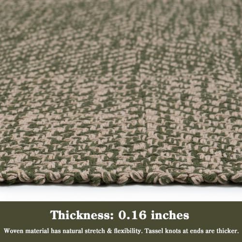 Collive Moss Green Kitchen Runner Rug, Modern Farmhouse Hallway Rugs - Image 6