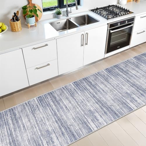 2x12 Runner Rug Non Slip,Washable Hallway Runner Rug,Blue - Image 3