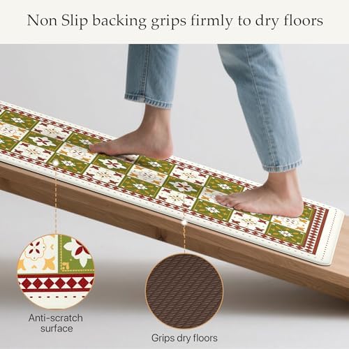 GENIMO Anti Fatigue Kitchen Mats for Floor 2PCS, Standing Rugs, Dark Green - Image 2