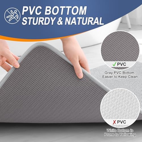 OLANLY Memory Foam Bathroom Runner Rugs 44x24, Long Bath Mats, Light Grey - Image 4