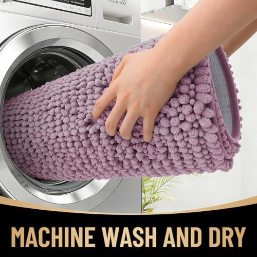 OLANLY Thick Chenille Small Bathroom Rugs Mats 24x16, Deep Plum - Image 4