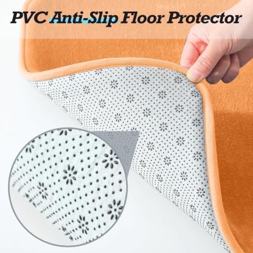 HUXMEYSON Bathroom Rugs Sets 3 Piece, Non-Slip & Quick Dry Bath Mat Set, Ultra Soft Velvet Bath Rugs for Bathroom, Toilet and Shower Floor, Orange - Image 3