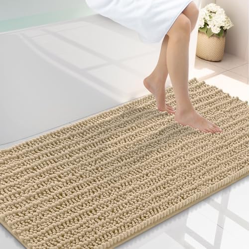 Smiry Bathroom Rugs 40X24, Extra Soft Rubber Backing Chenille Bath Mats by Smiry
