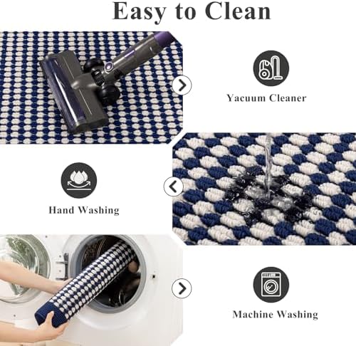 Ileading Hallway Runner Rug 2x6 ft,Washable Indoor Navy Carpet with Non Slip Rubber Backing,Low Pile Durable Kitchen Floor Mat for Laundry Entryway Door & High Traffic Areas - Image 5
