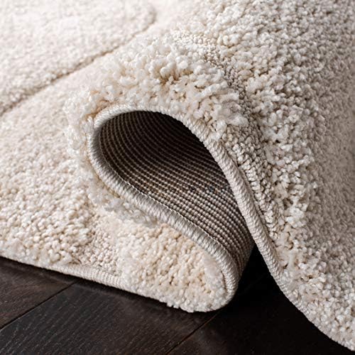 SAFAVIEH Florida Shag Round Rug 8', Soft Plush Modern Cream SG471-1111 - Image 6
