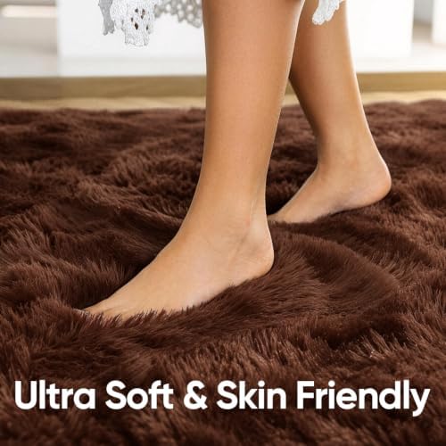 3x5 Brown Fluffy Soft Area Rug Non-Slip for Bedroom Entryway Living Room - Image 5