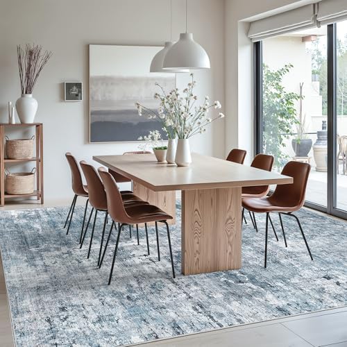 Soalmost 10x12 Area Rugs for Living Room Washable Rug Abstract Blue/Grey - Image 4