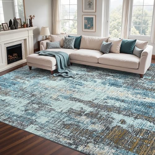 6x9 Ft Area Rugs for Living Room, Soft Non-Slip Washable Rugs Modern Abstract Pattern Carpet for Bedroom Indoor Floor Nursery Home Decor (Blue) - Image 3