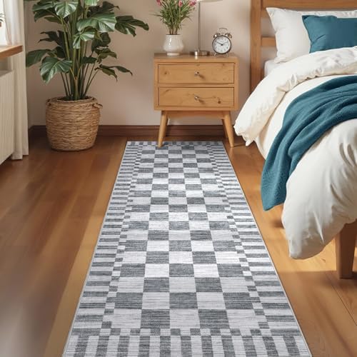 GarveeHome 2x12 Checkered Kitchen Runner Rug for Hallway Non Slip Washable - Image 4